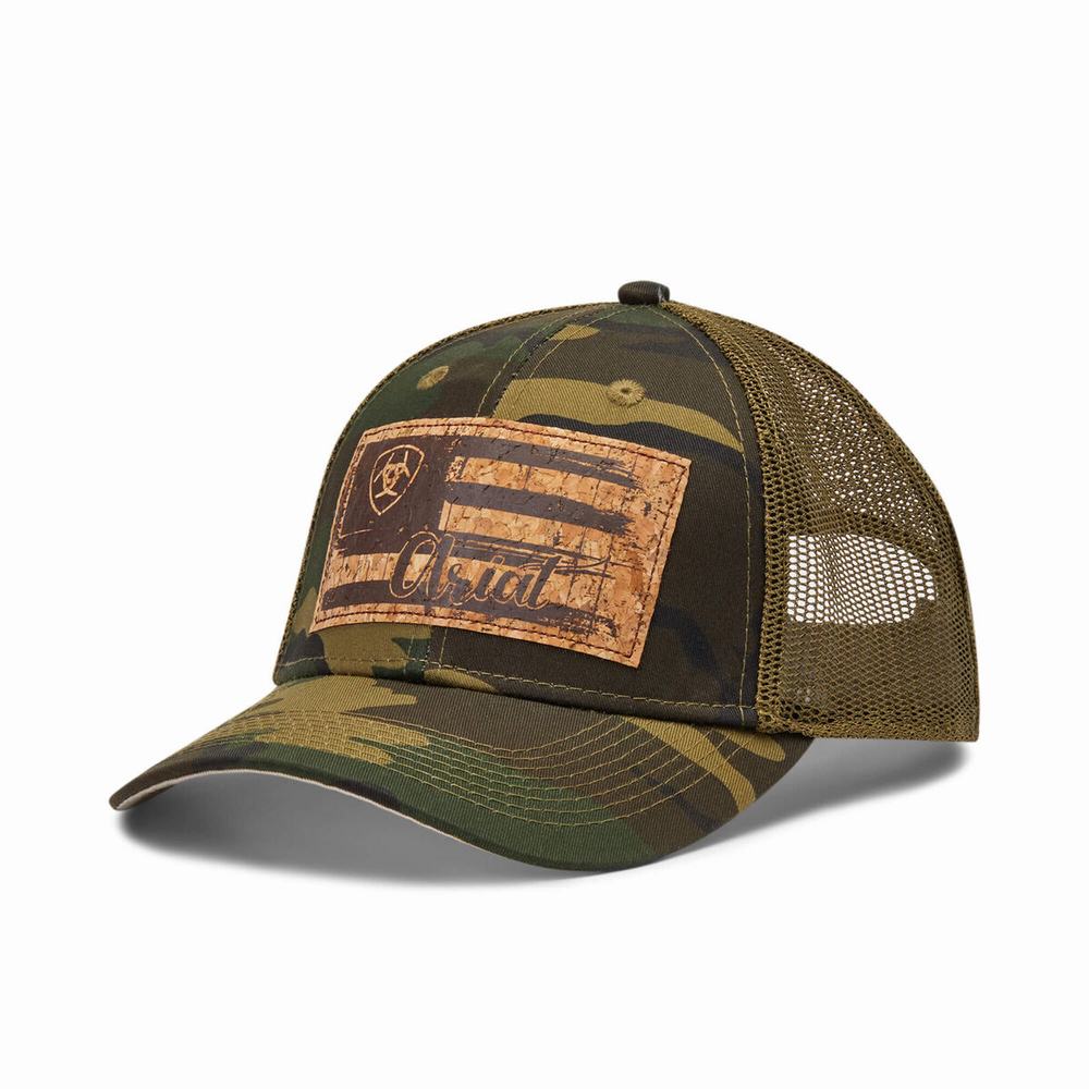 Women\'s Ariat Flag Patch Hats Camo | MVWB-25346