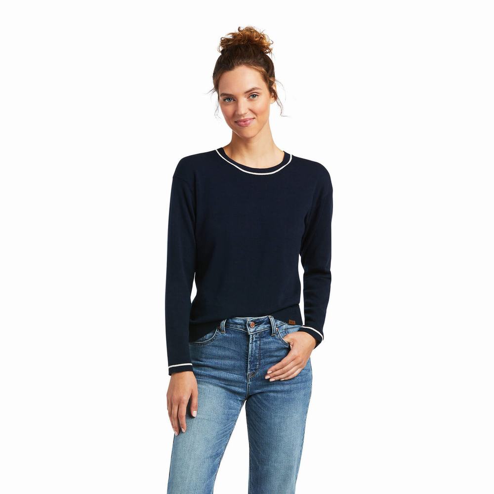 Women\'s Ariat Floret Sweaters Navy | GKMT-47601