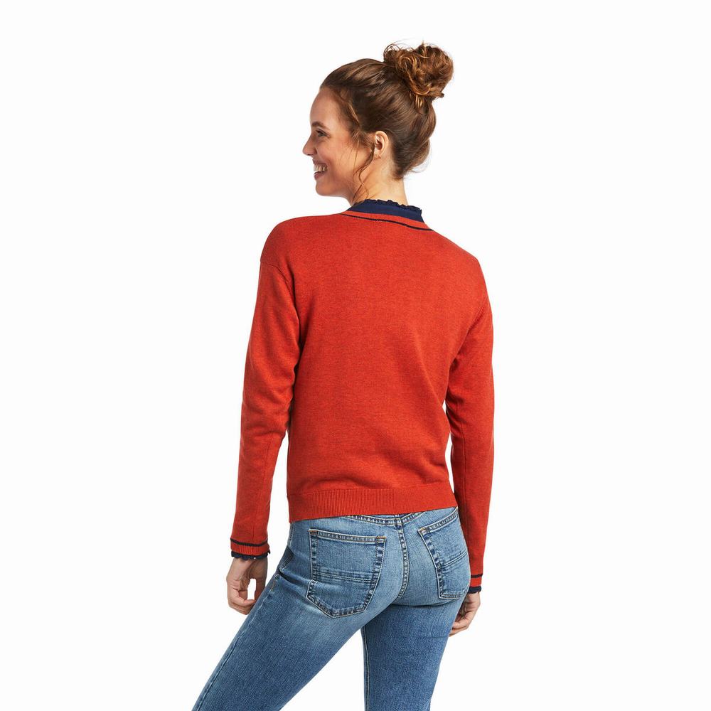 Women's Ariat Floret Sweaters Orange | SUOI-26470