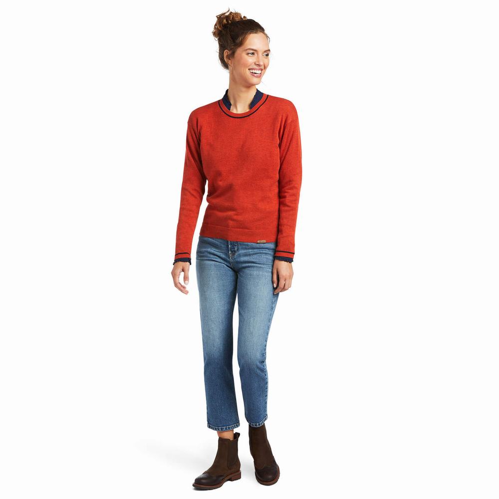 Women's Ariat Floret Sweaters Orange | SUOI-26470