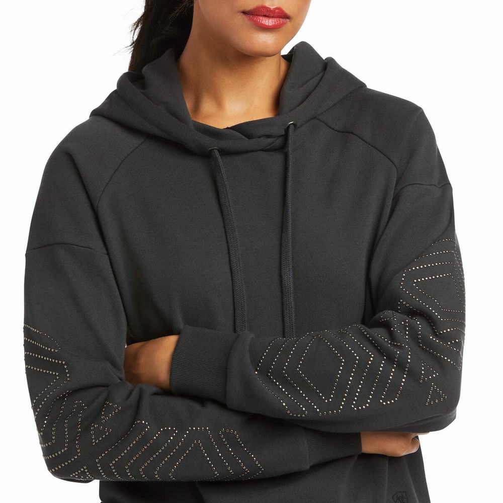 Women's Ariat Hoedown Hoodie Black | DFYT-41538