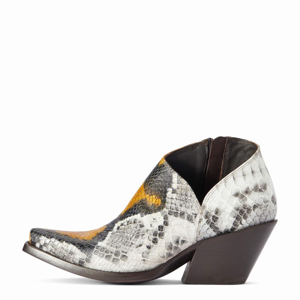 Women's Ariat Jolene Booties Yellow Snake | IXON-68905