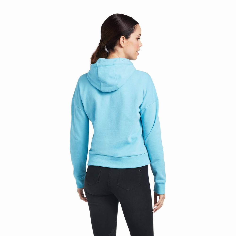 Women's Ariat Just Hoodie Blue | WEMF-39618