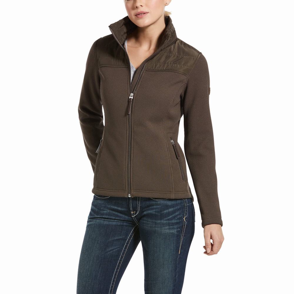 Women\'s Ariat Kalispell Full Zip Hoodie Brown | SQWD-25964