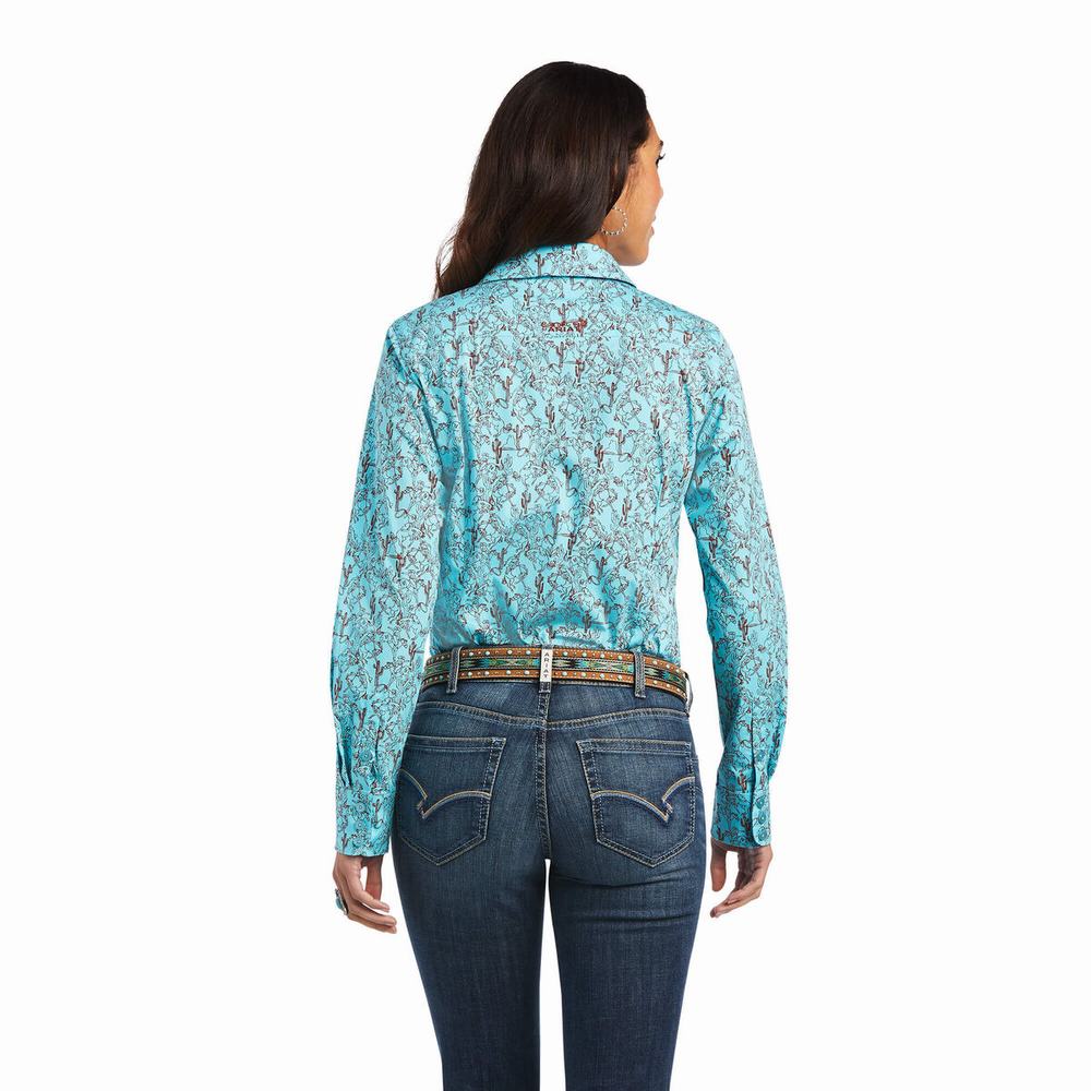 Women's Ariat Kirby Stretch Tops Green | DVIR-60124