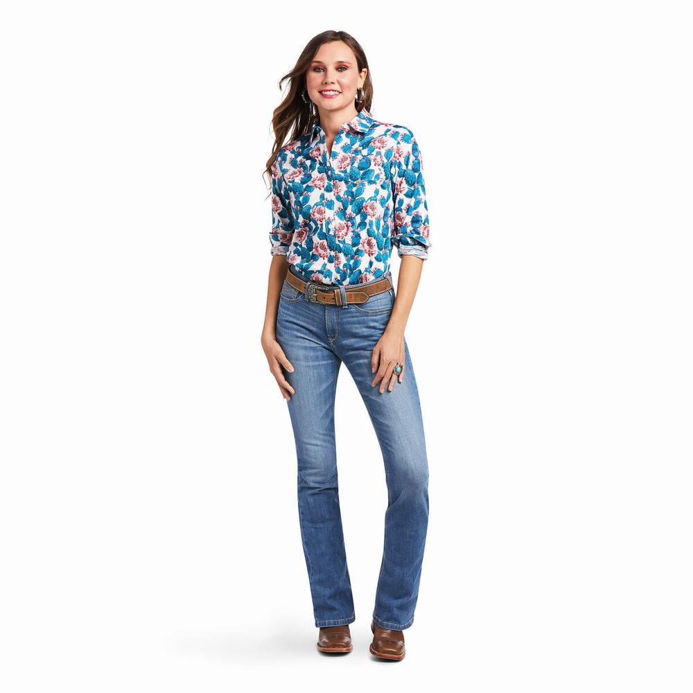 Women's Ariat Kirby Stretch Tops Green | IQAS-14987