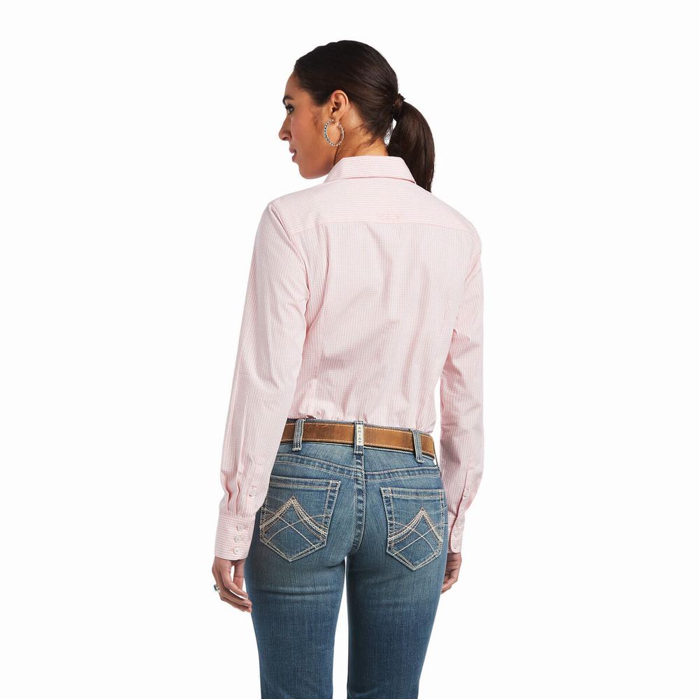 Women's Ariat Kirby Stretch Tops Rose / White | BAMF-04196