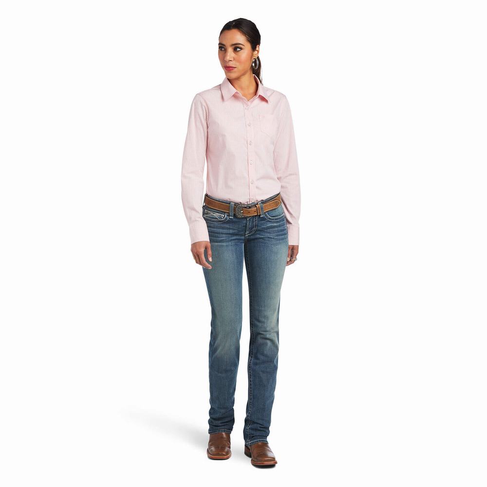 Women's Ariat Kirby Stretch Tops Rose / White | BAMF-04196