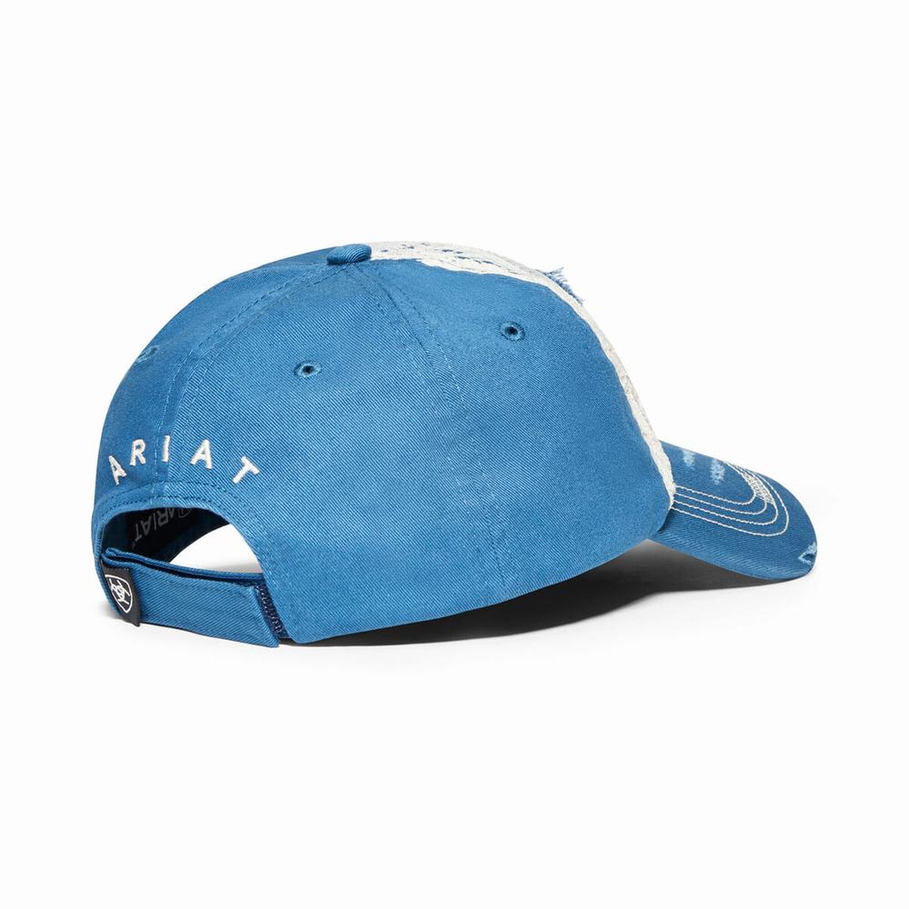 Women's Ariat Lace Logo Velcro Back Hats Blue | JUVG-76125