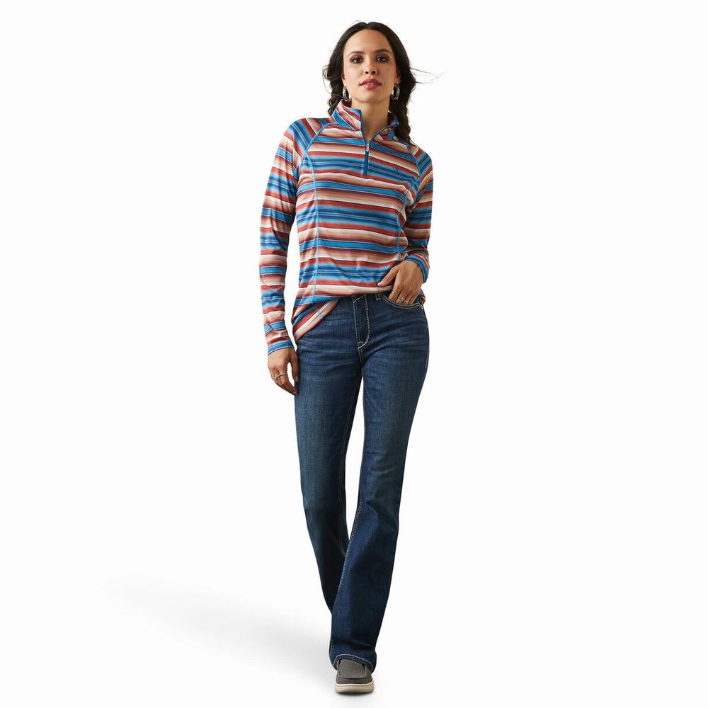 Women's Ariat Laguna 1/4 Zip Tops Multicolor | PAKD-32907