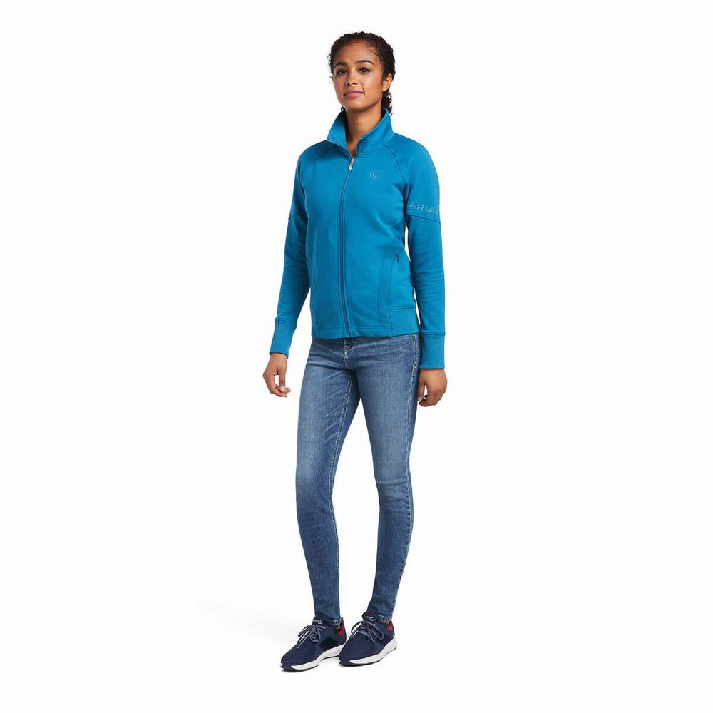 Women's Ariat Largo Full Zip Hoodie Blue | IFAY-78296