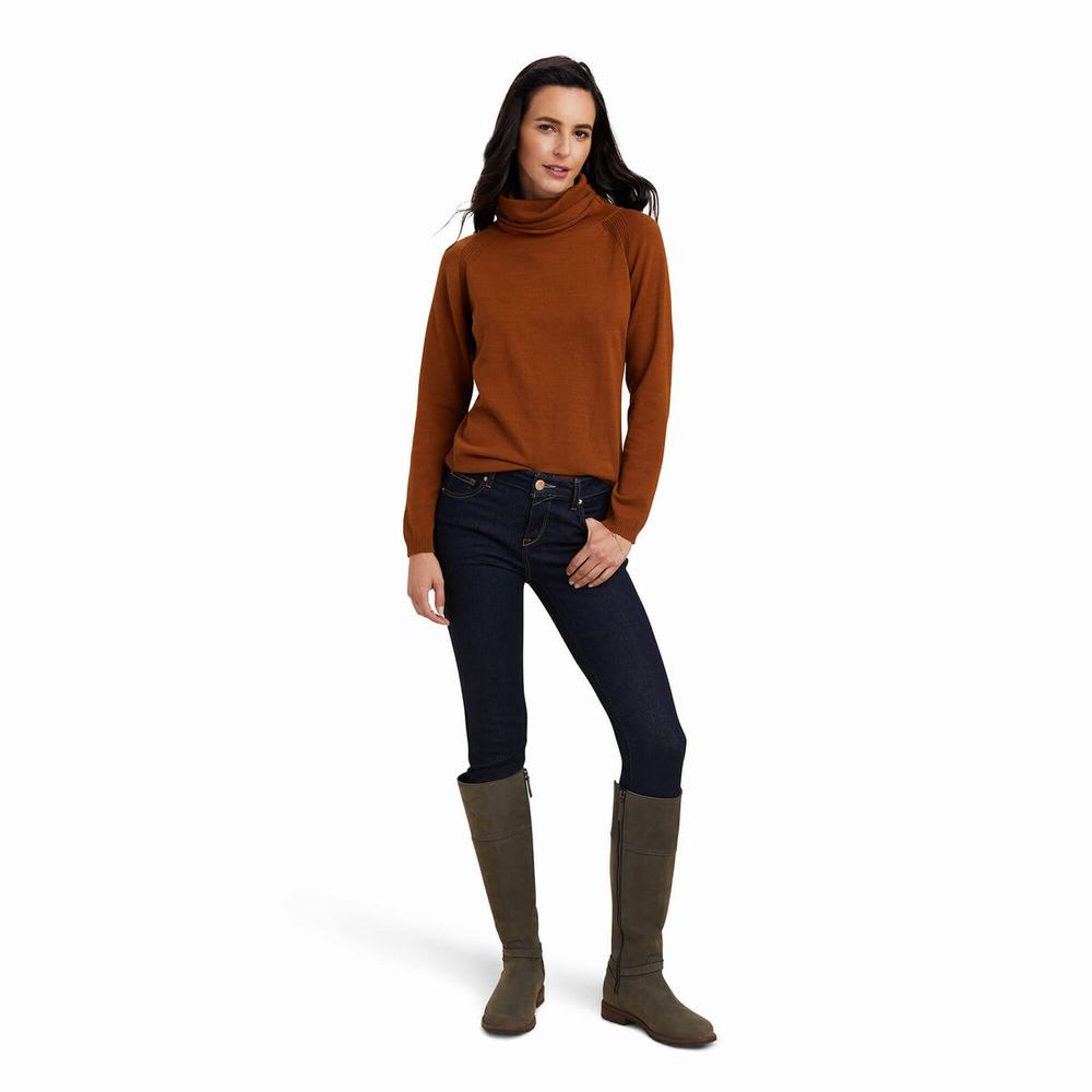 Women's Ariat Lexi Sweaters Brown | ZULD-08236