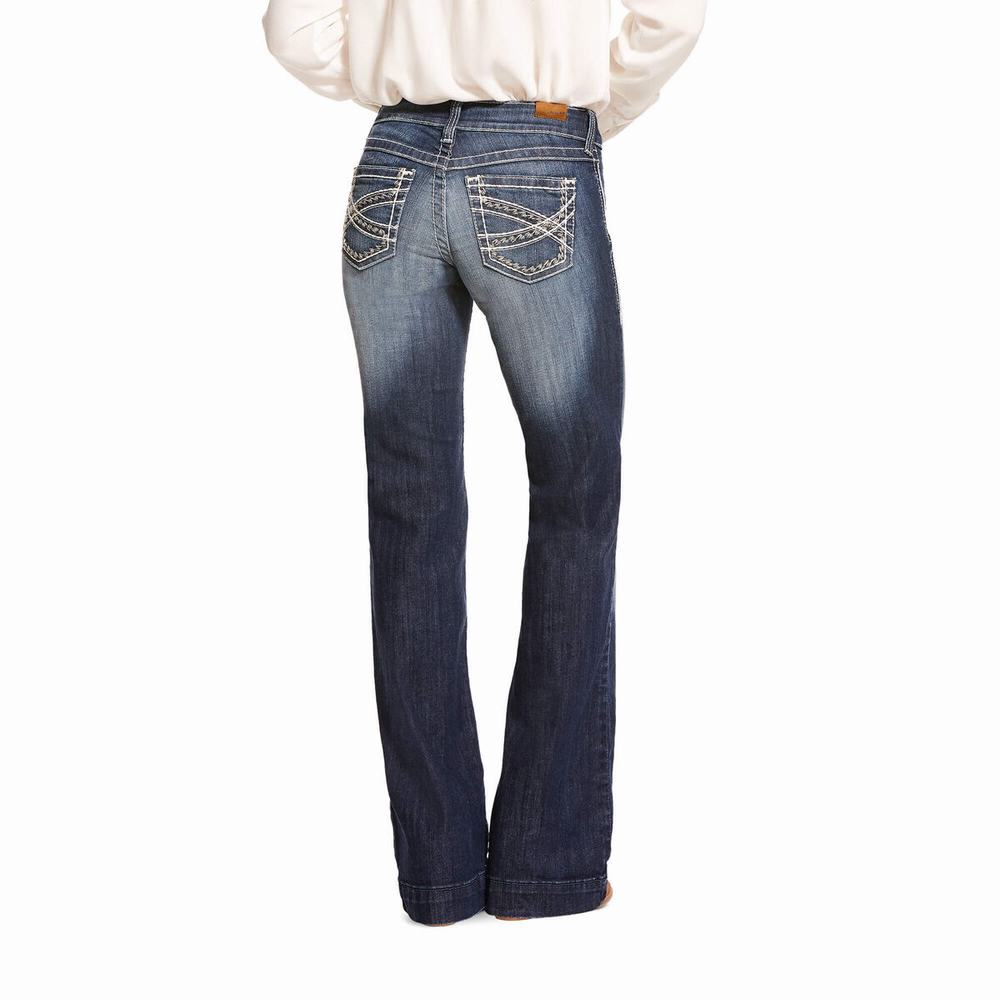 Women's Ariat Mid Rise Stretch Entwined Skinny Jeans Blue | SGRF-37846