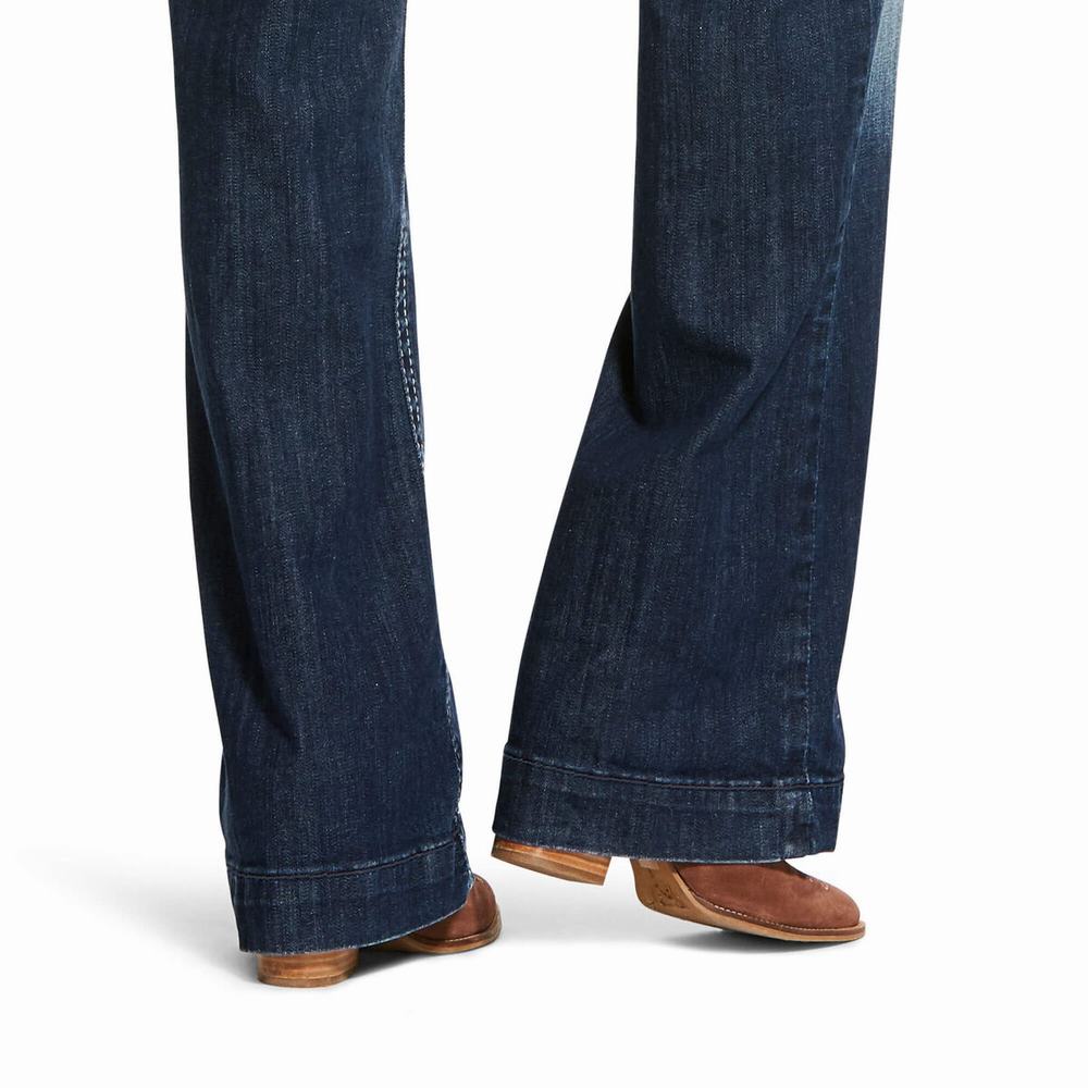 Women's Ariat Mid Rise Stretch Entwined Skinny Jeans Blue | SGRF-37846