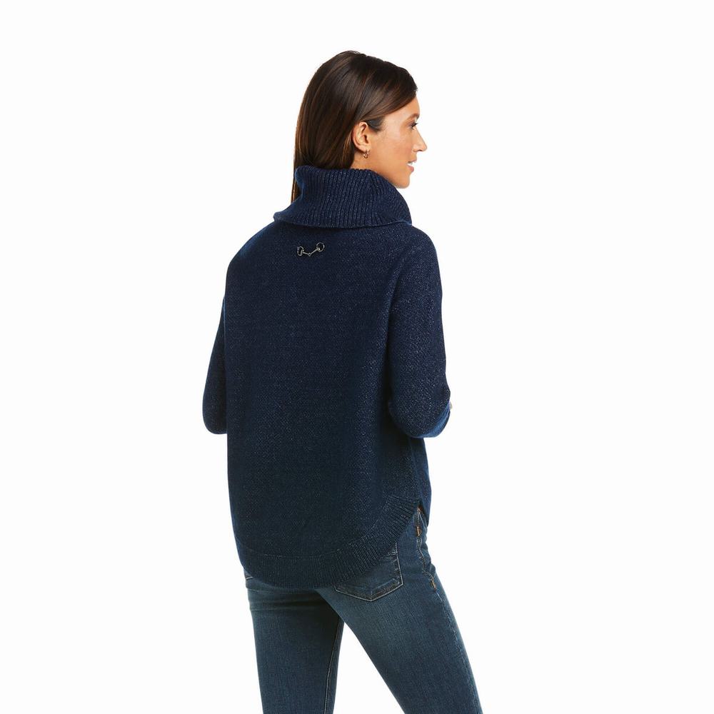 Women's Ariat Montara Sweaters Navy | KRMI-02943