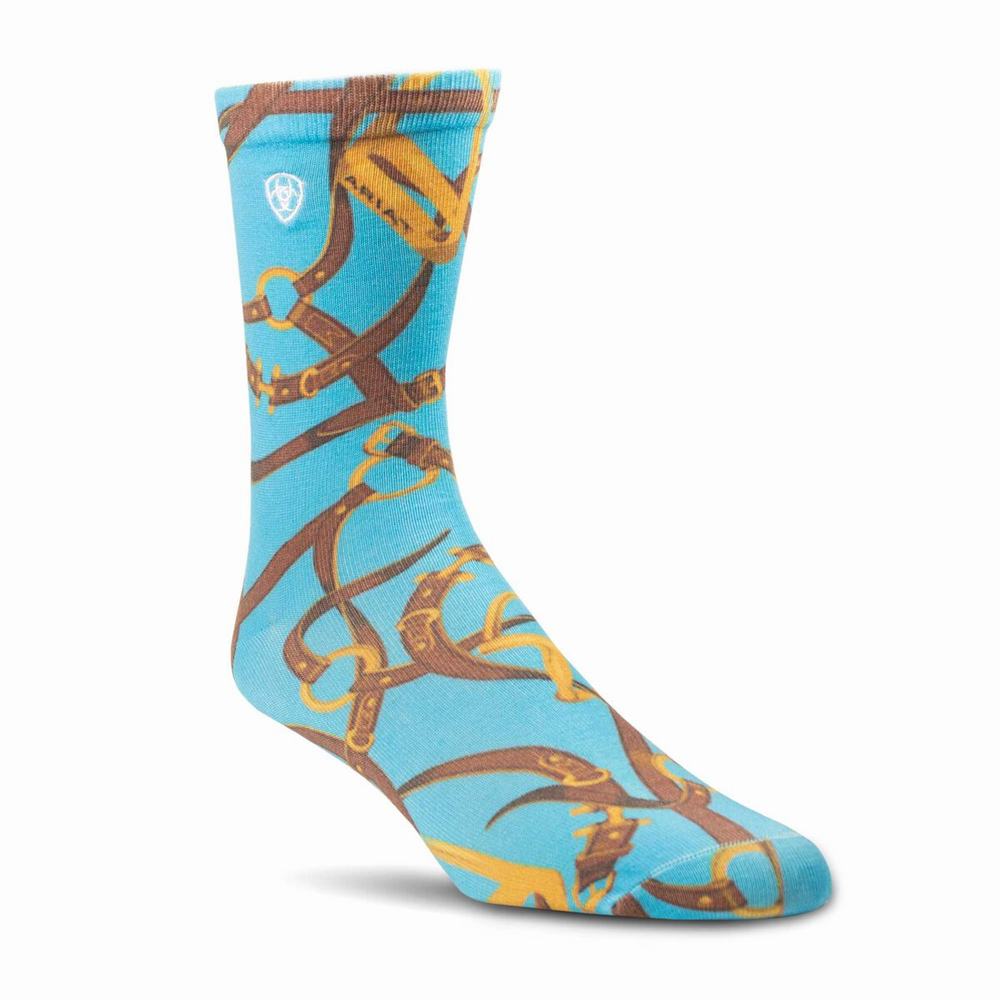 Women's Ariat Novelty Crew Socks Blue | JATN-08647