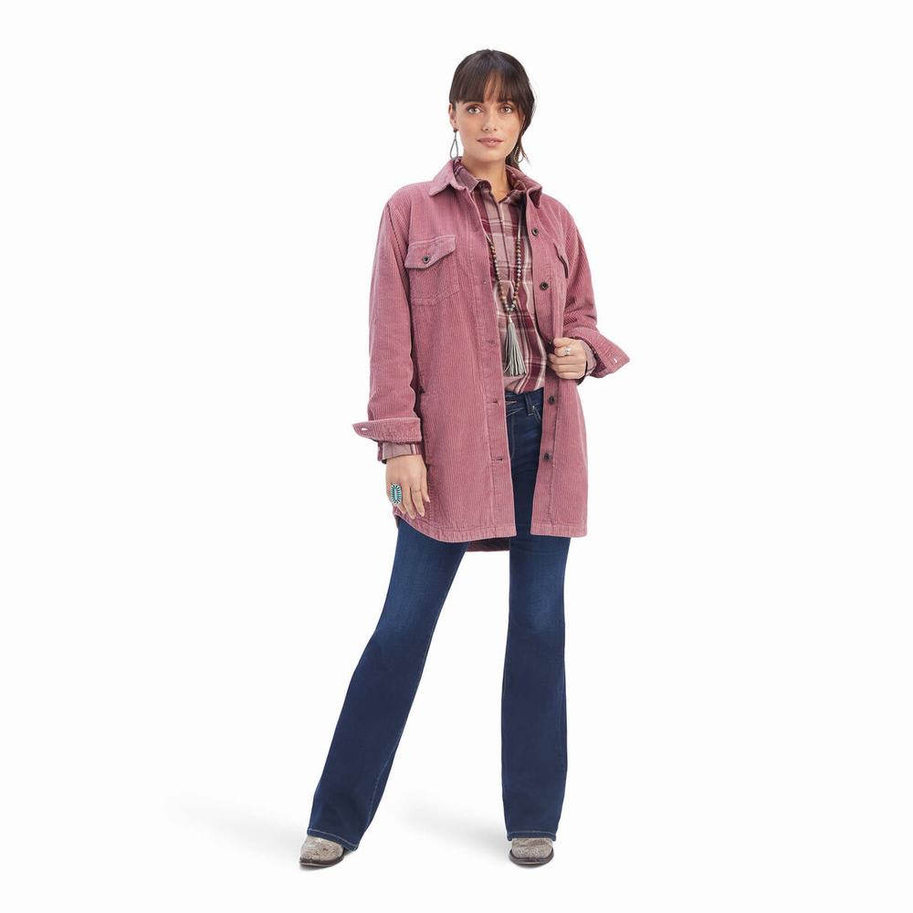 Women's Ariat On the Run Shacket Jackets Rose | SJYI-15423