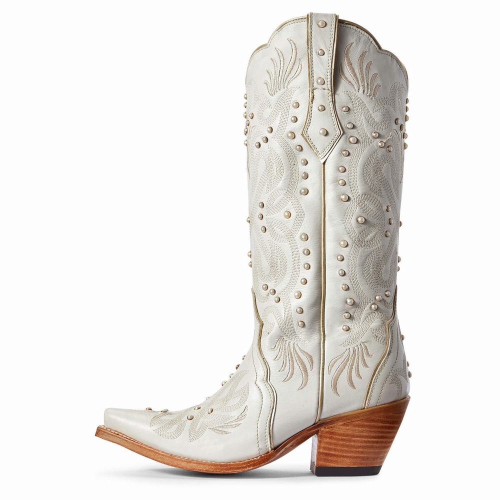 Women's Ariat Pearl Dress Boots White | YBAQ-10845