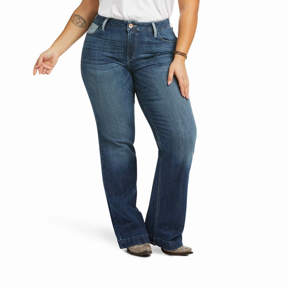 Women's Ariat Perfect Rise Angela Skinny Jeans Blue | GRUX-09235