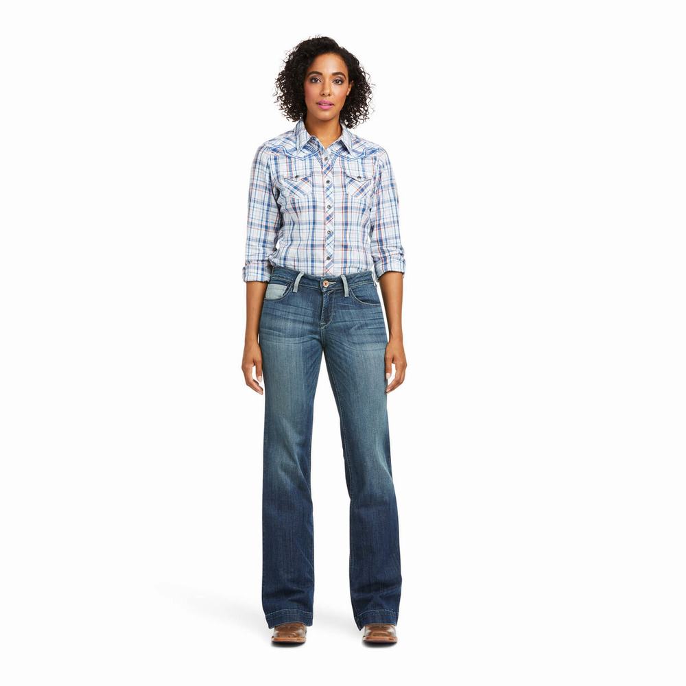 Women's Ariat Perfect Rise Angela Skinny Jeans Blue | GRUX-09235