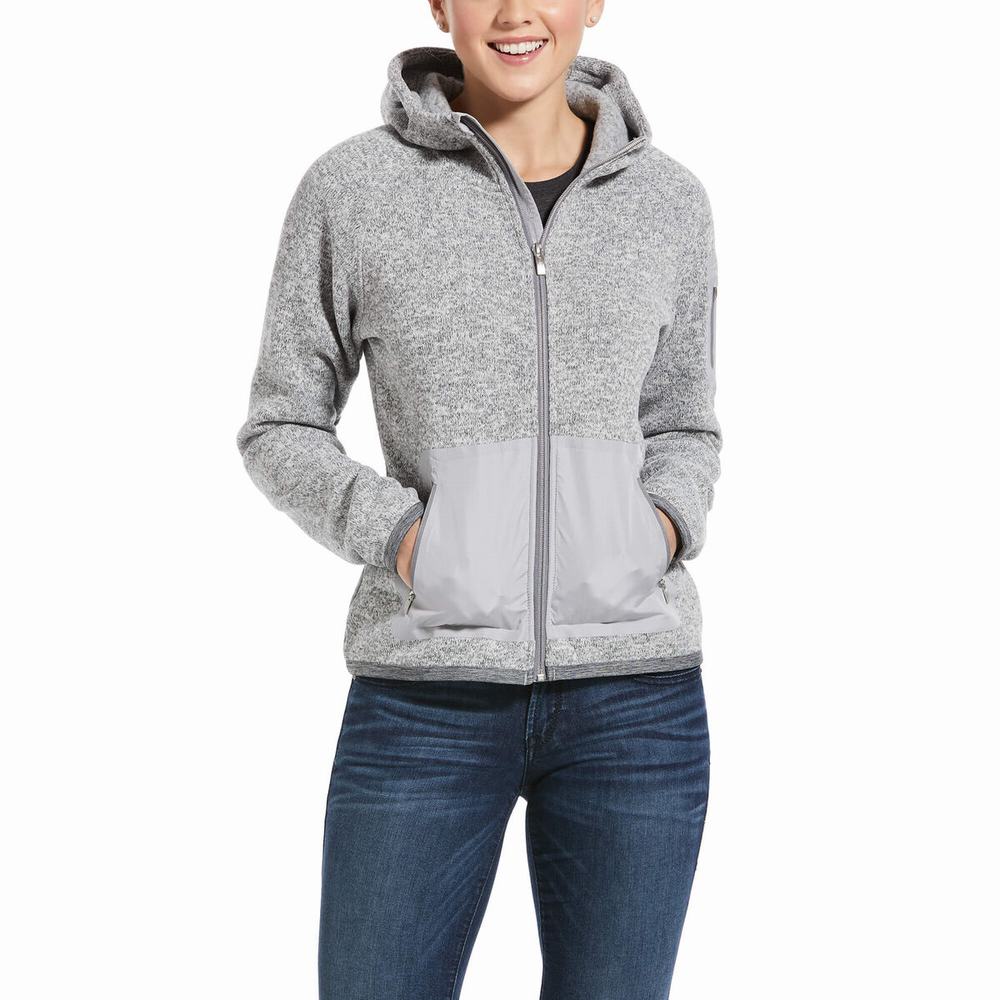 Women\'s Ariat Polartec Flou Full Zip Hoodie Grey | VMBE-62189