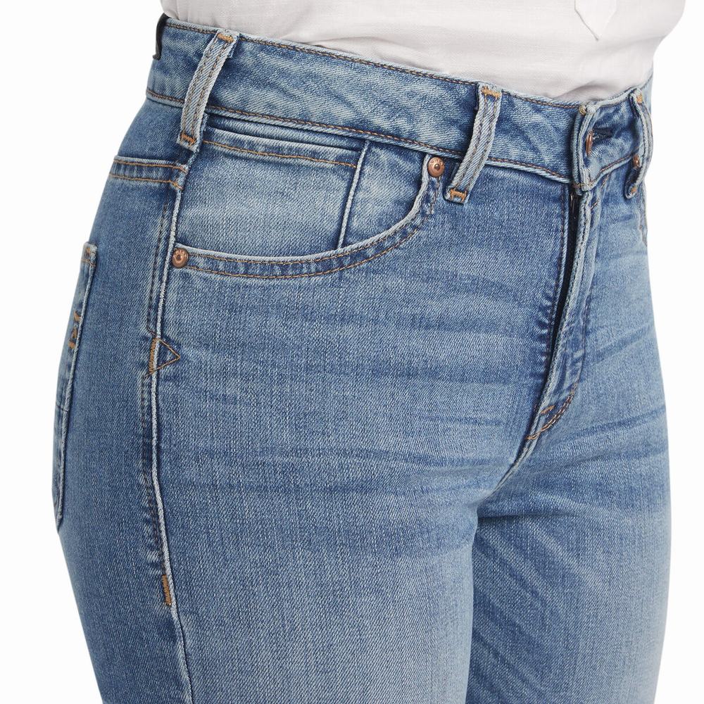 Women's Ariat Premium High Rise Stretch Straight-Fit Jeans Blue | OPZX-41908