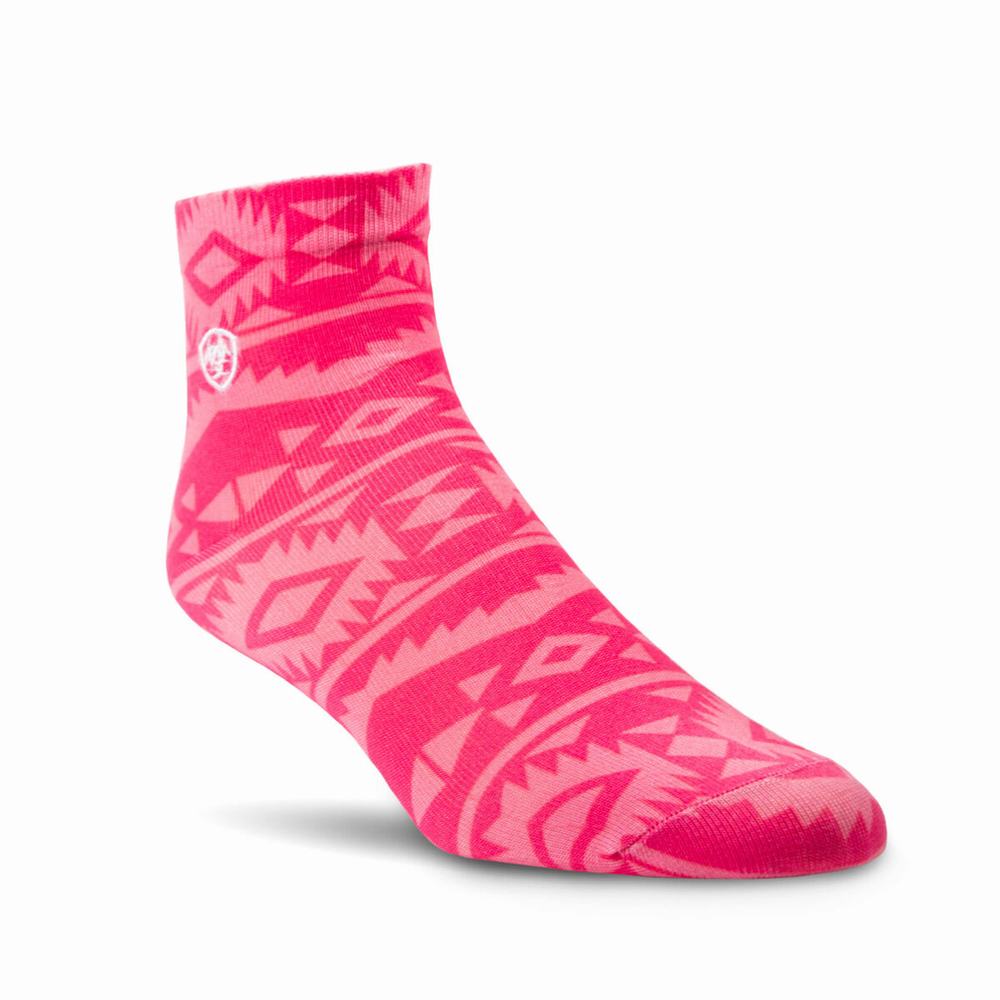 Women's Ariat Pretty in Pink Ankle 2 Pair Pack Socks Pink Stripes / Pink | RIOA-15039