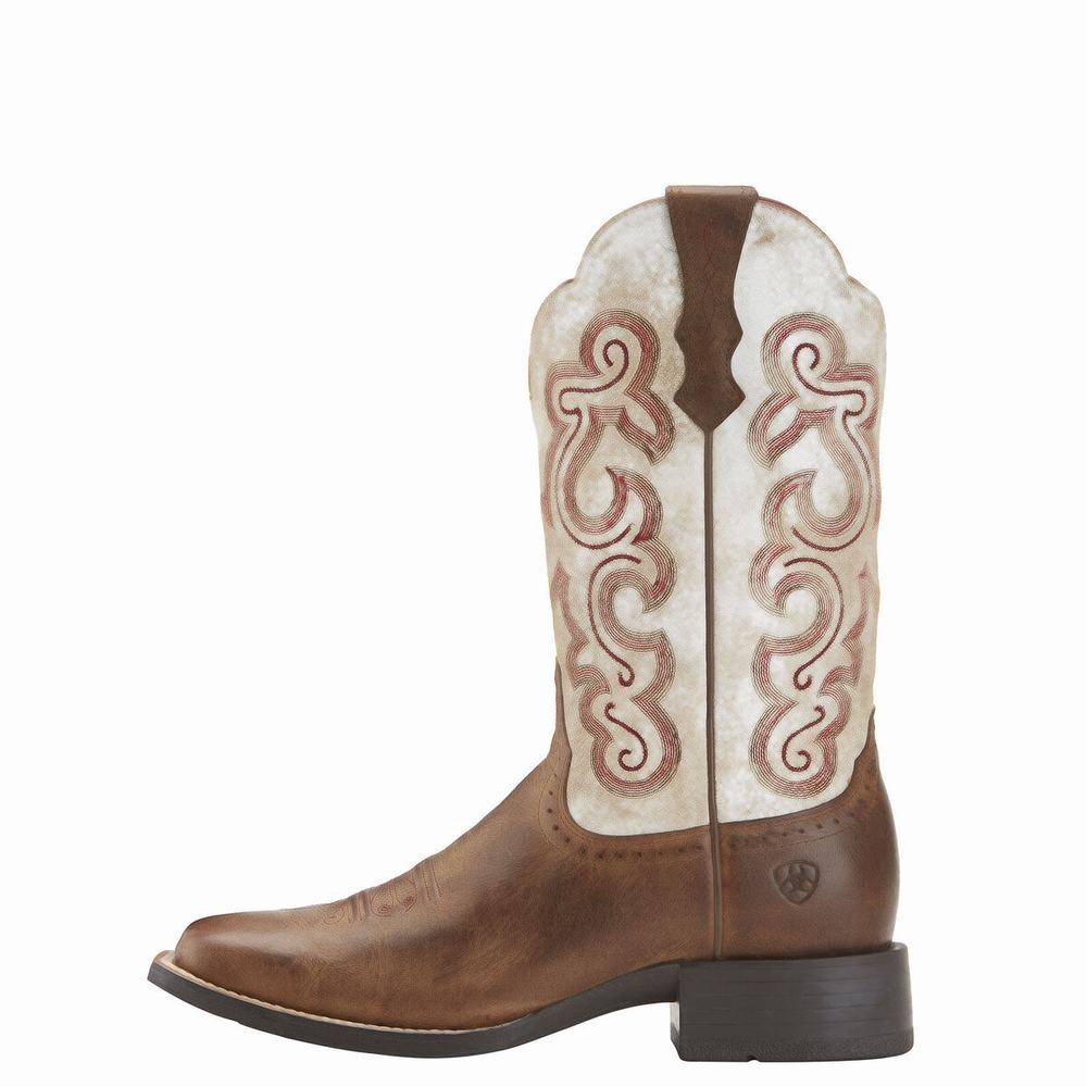 Women's Ariat Quickdraw Western Boots Beige | UTIH-98764