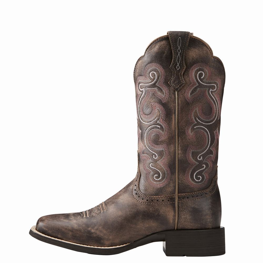 Women's Ariat Quickdraw Western Boots Chocolate | NJMS-79386