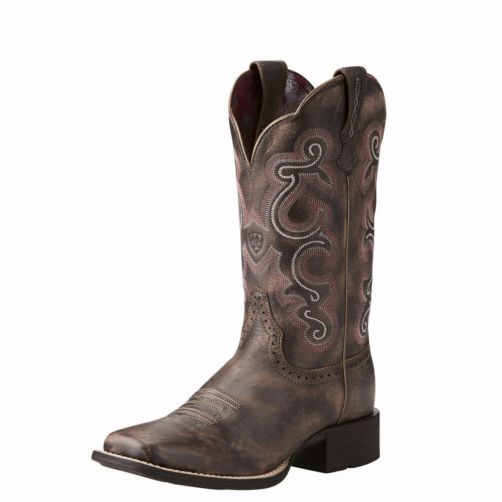 Women\'s Ariat Quickdraw Western Boots Chocolate | NJMS-79386