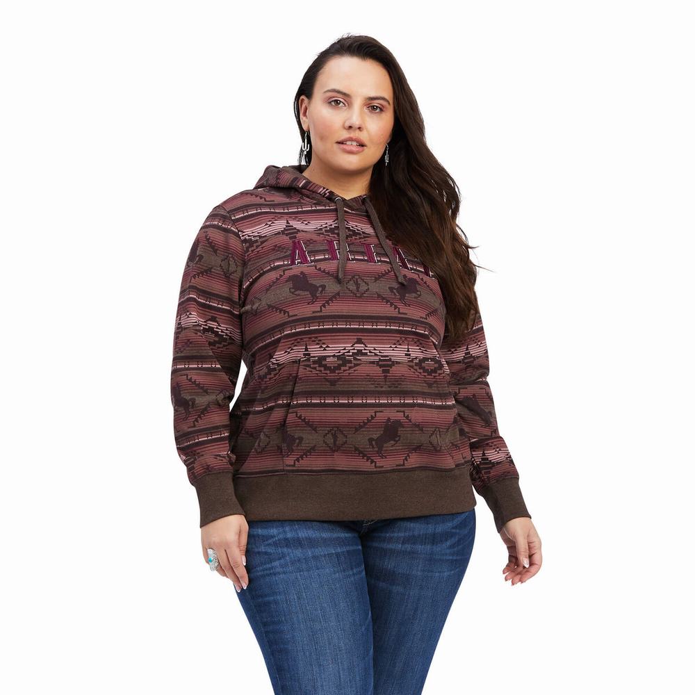 Women's Ariat REAL Allover Print Hoodie Multicolor | EMAI-39754