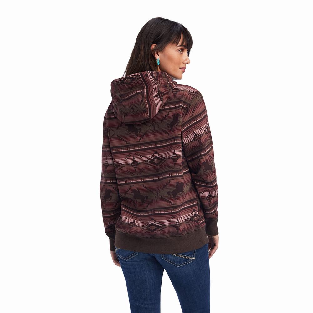 Women's Ariat REAL Allover Print Hoodie Multicolor | EMAI-39754