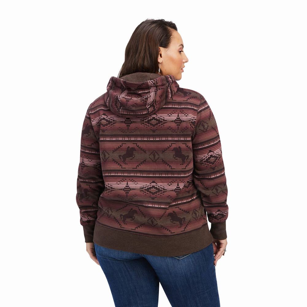 Women's Ariat REAL Allover Print Hoodie Multicolor | EMAI-39754