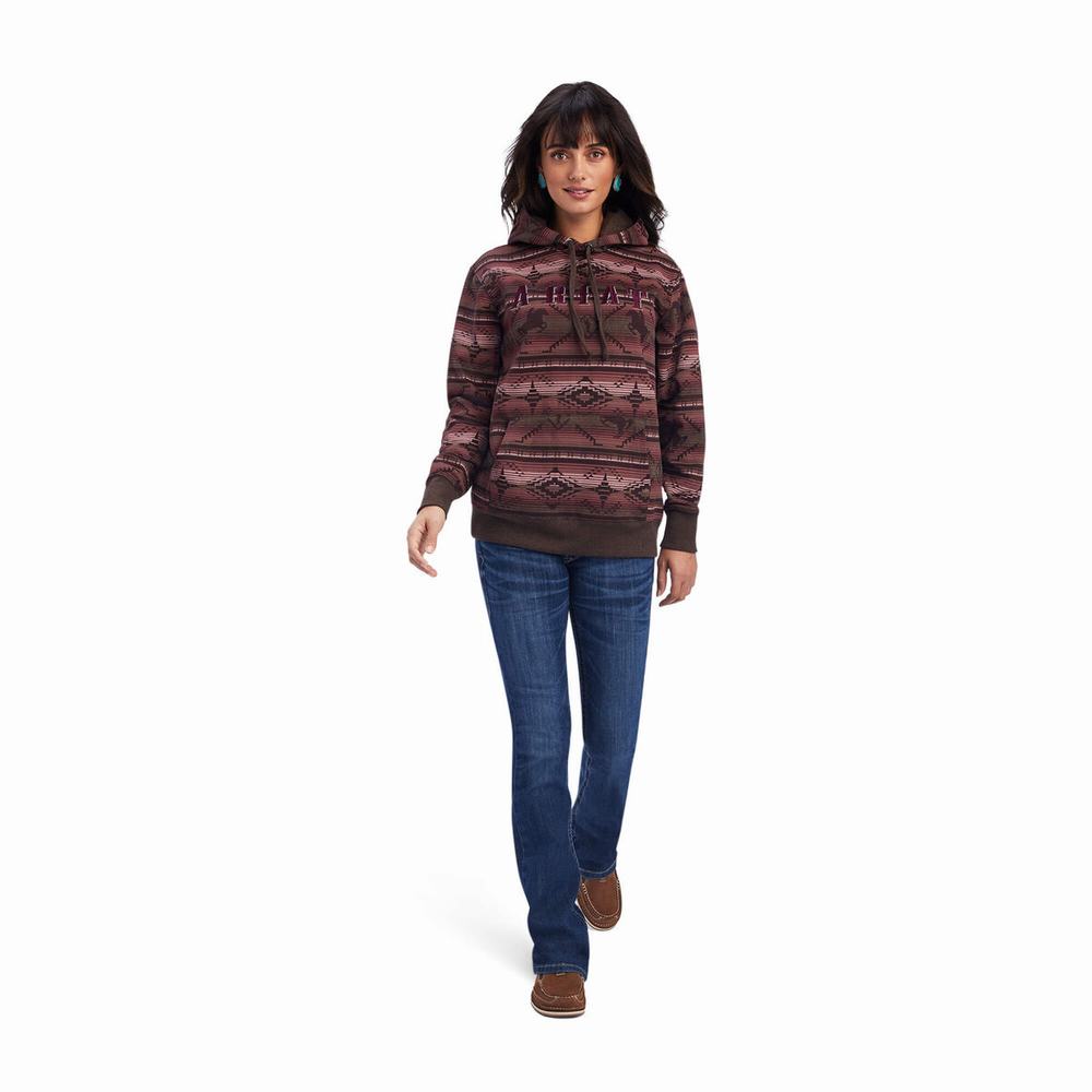 Women's Ariat REAL Allover Print Hoodie Multicolor | EMAI-39754