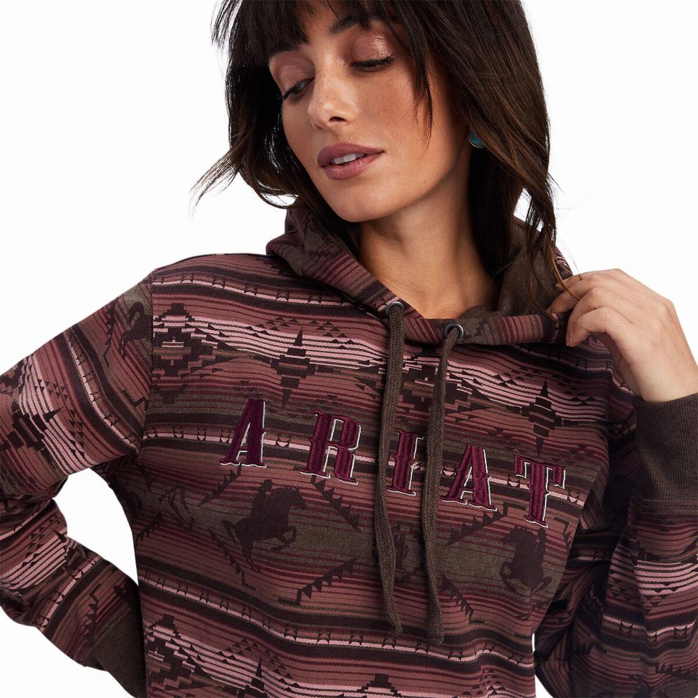 Women's Ariat REAL Allover Print Hoodie Multicolor | EMAI-39754