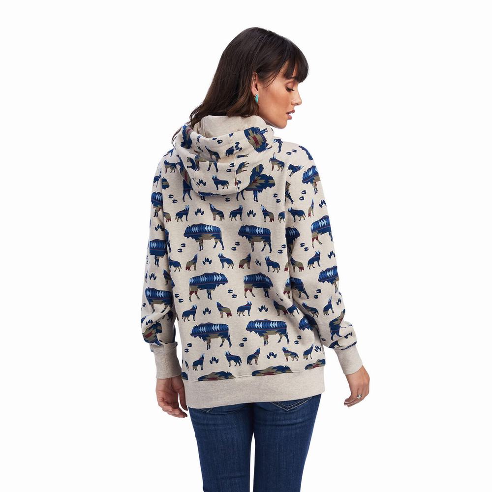 Women's Ariat REAL Allover Print Hoodie Multicolor | NLEA-15064