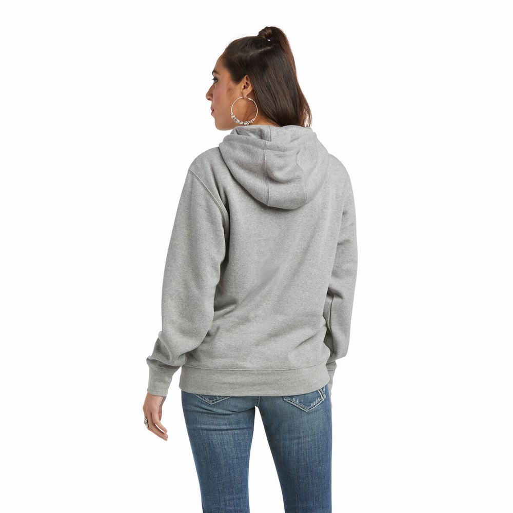 Women's Ariat REAL Arm Logo Hoodie Grey | ERXB-09813