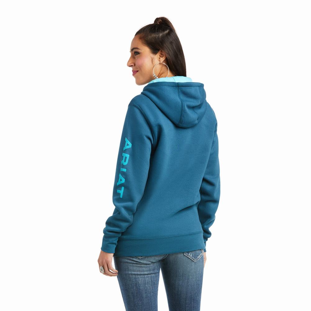 Women's Ariat REAL Arm Logo Hoodie Multicolor | XKOZ-67542