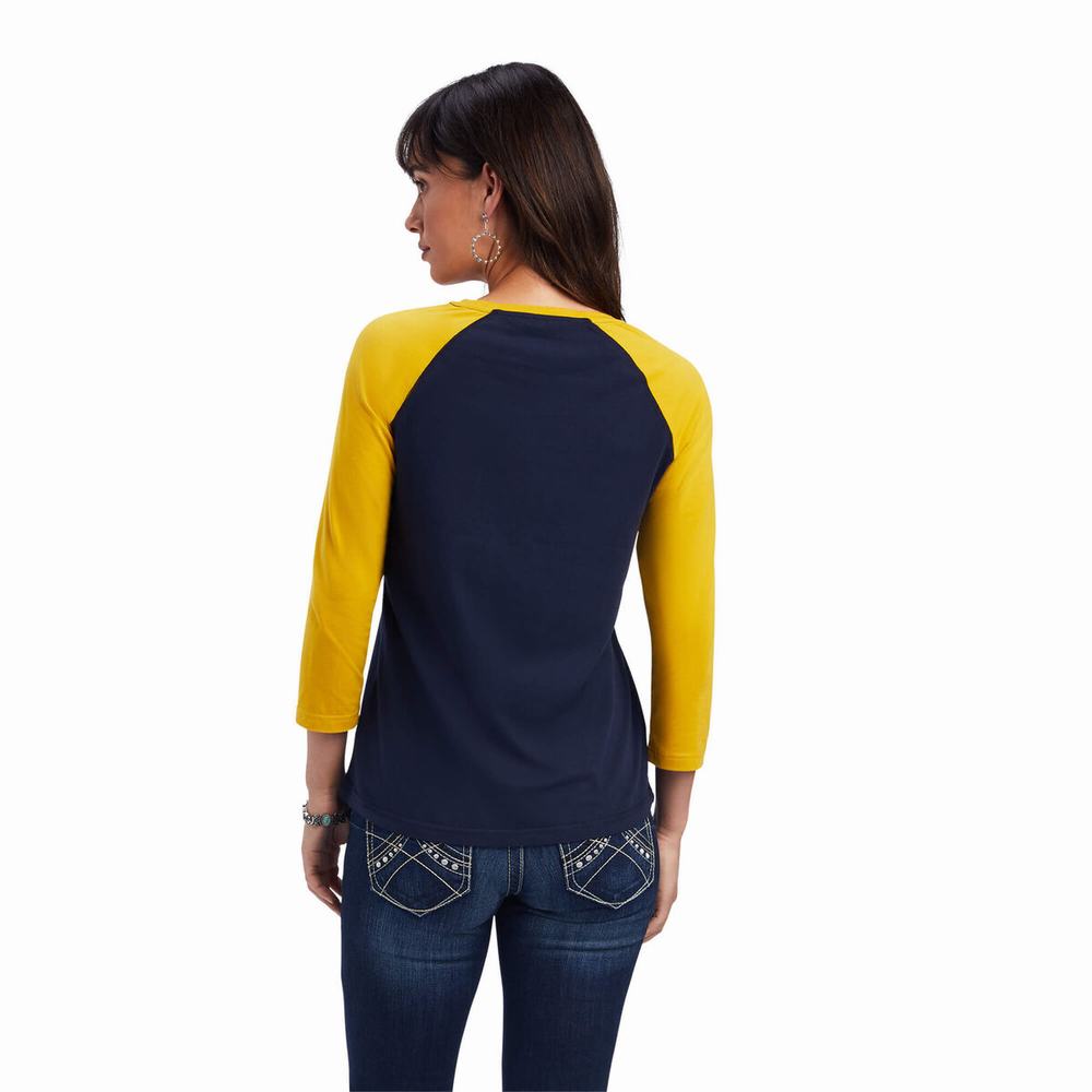 Women's Ariat REAL Arrow Classic Fit Tops Navy | YCLX-64905