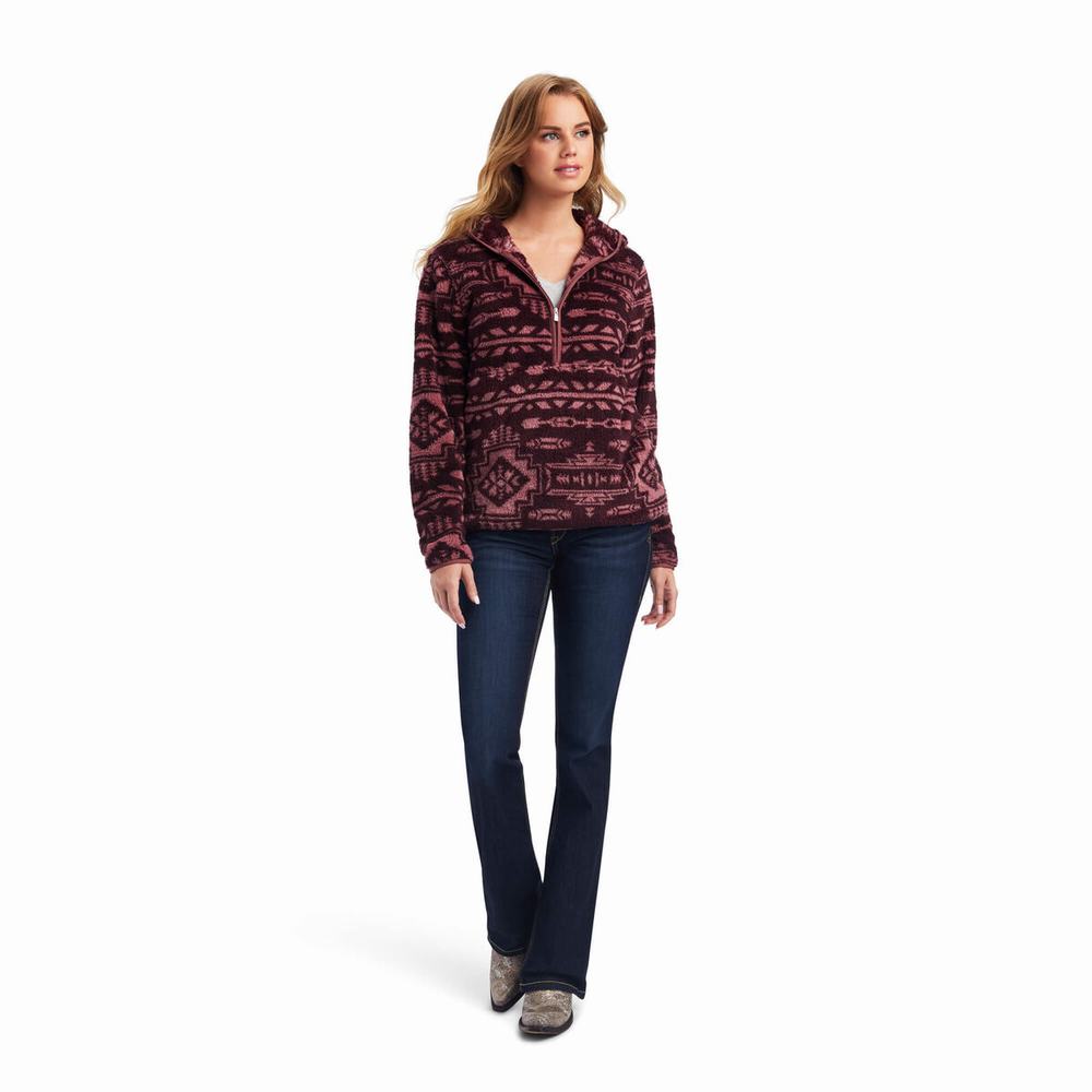 Women's Ariat REAL Berber Hoodie Brown / Rose | WVGI-90314