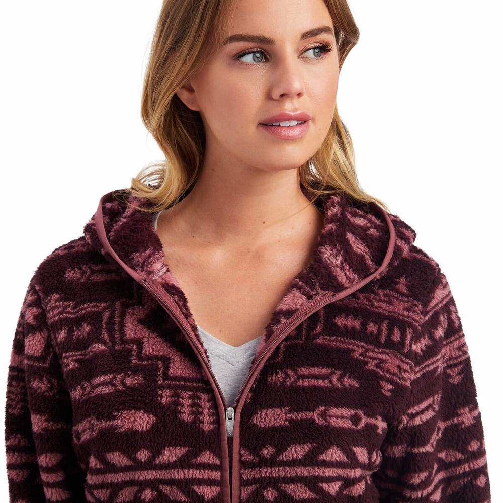 Women's Ariat REAL Berber Hoodie Brown / Rose | WVGI-90314