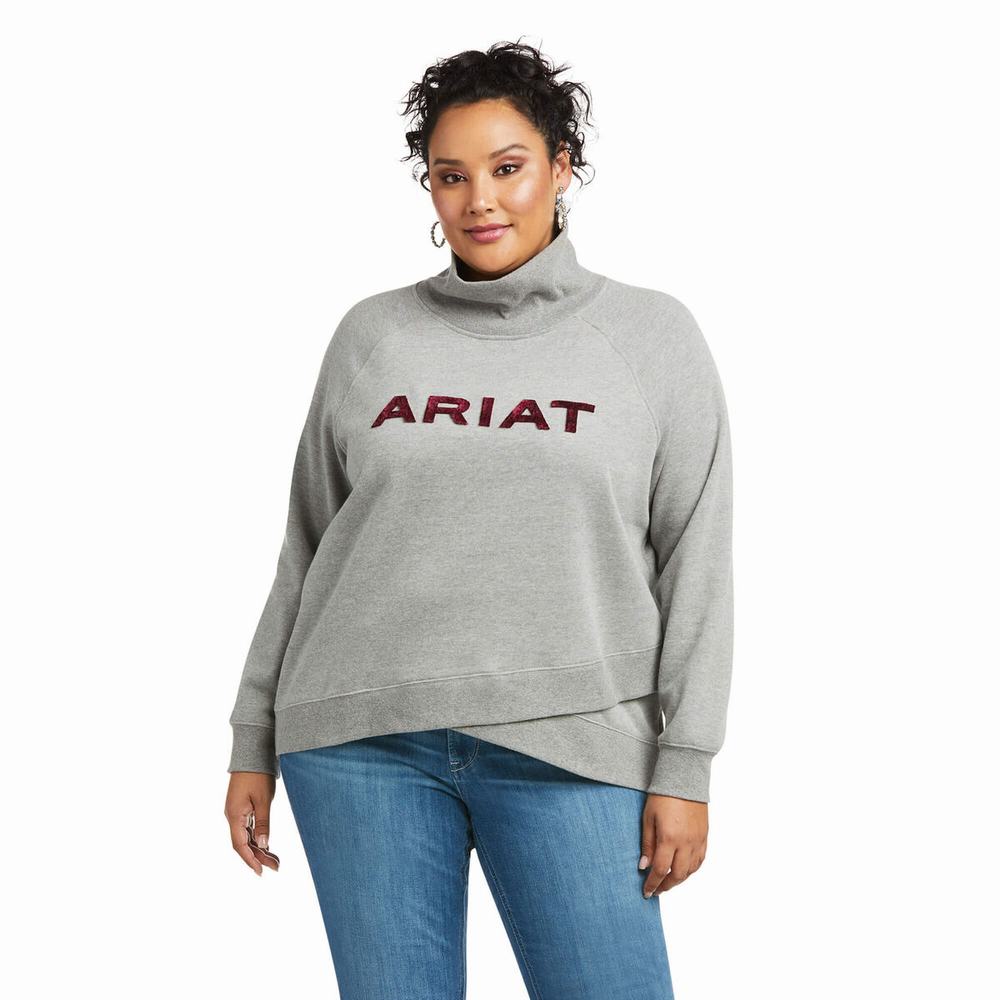 Women's Ariat REAL Crossover Hoodie Grey | CHAY-34182