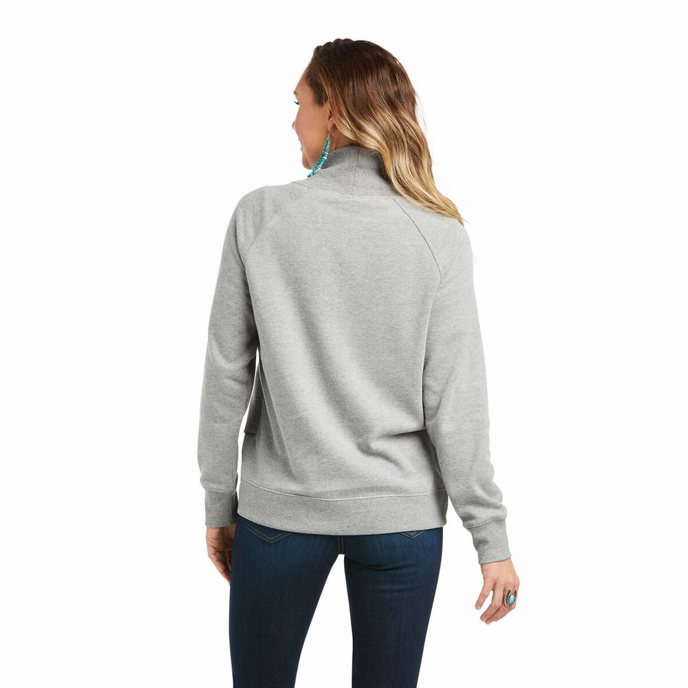 Women's Ariat REAL Crossover Hoodie Grey | CHAY-34182