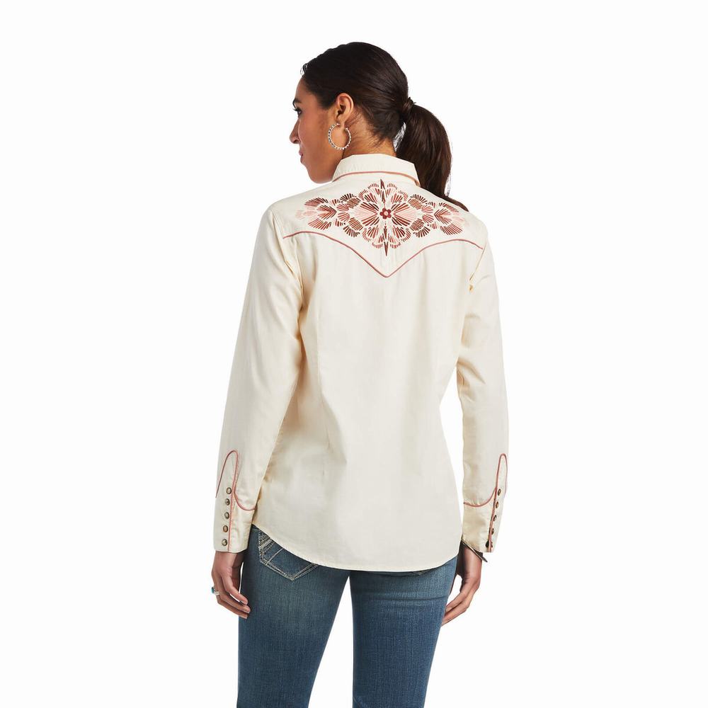 Women's Ariat REAL Georgia Tops White | UNKC-46905