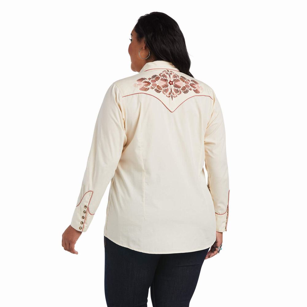 Women's Ariat REAL Georgia Tops White | UNKC-46905