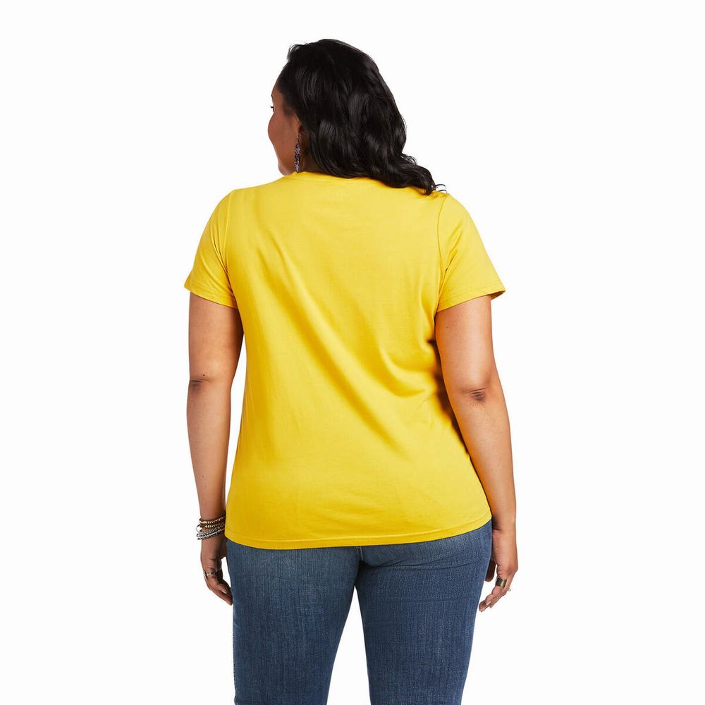 Women's Ariat REAL Kinship Tops Mustard | CHUA-82417