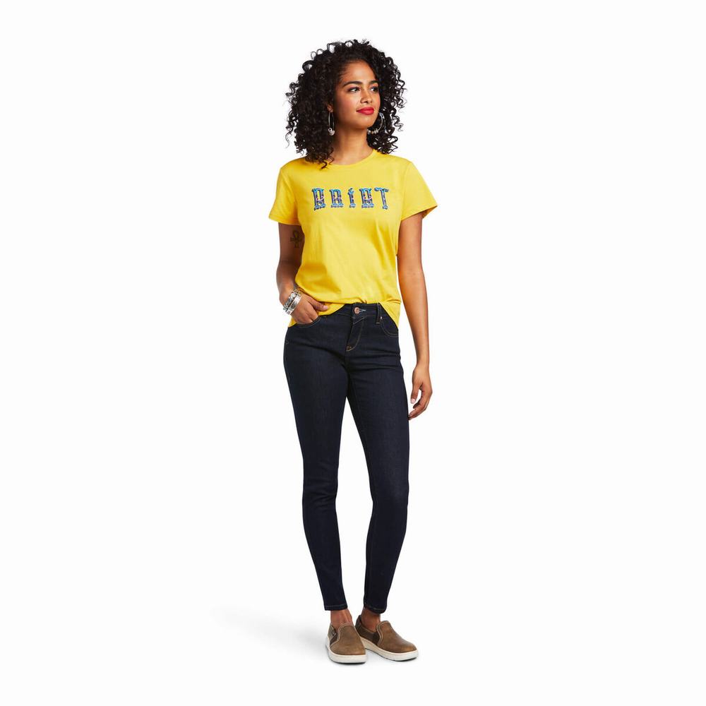 Women's Ariat REAL Kinship Tops Mustard | CHUA-82417