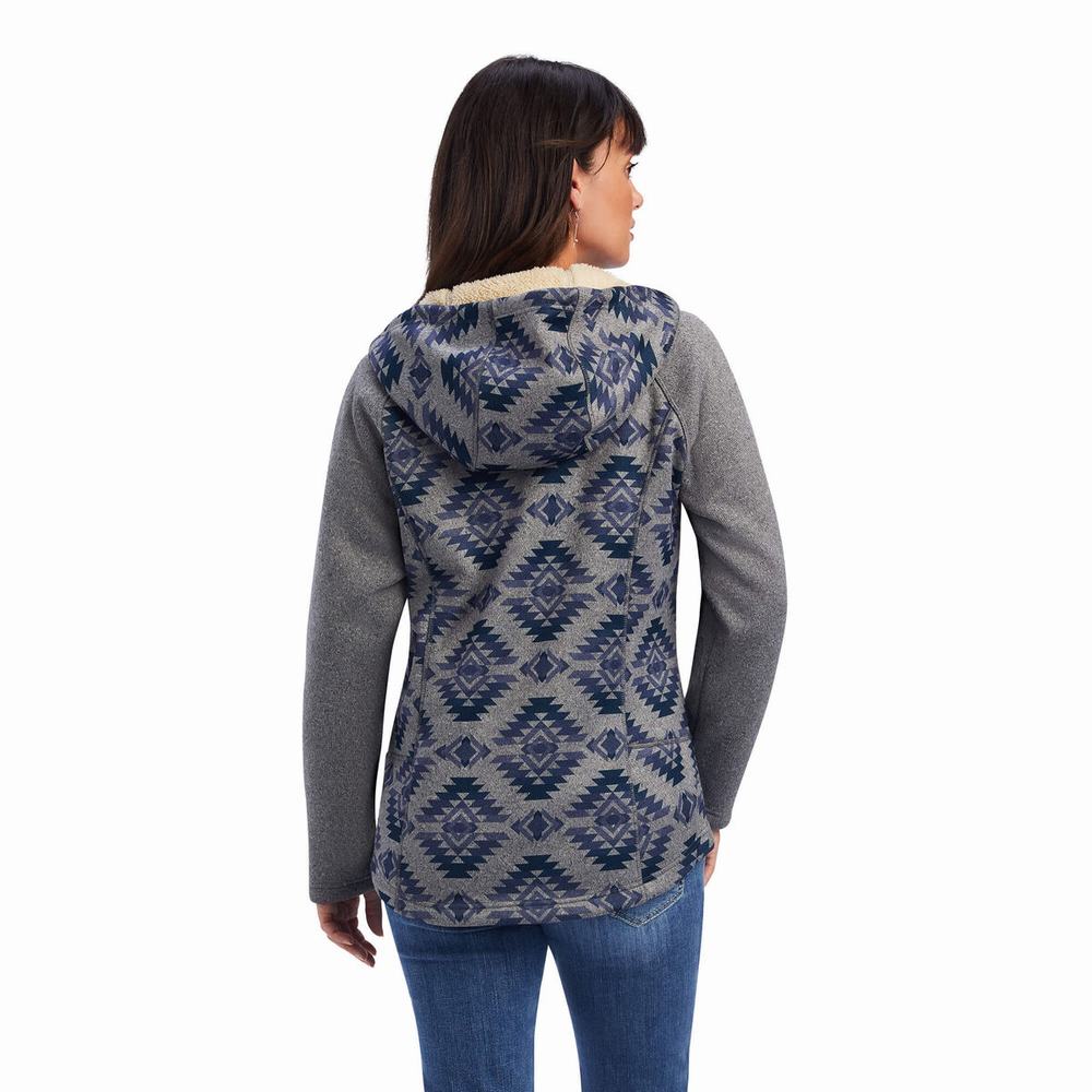 Women's Ariat REAL McCall Full Zip Sweaters Grey | RKOL-64203