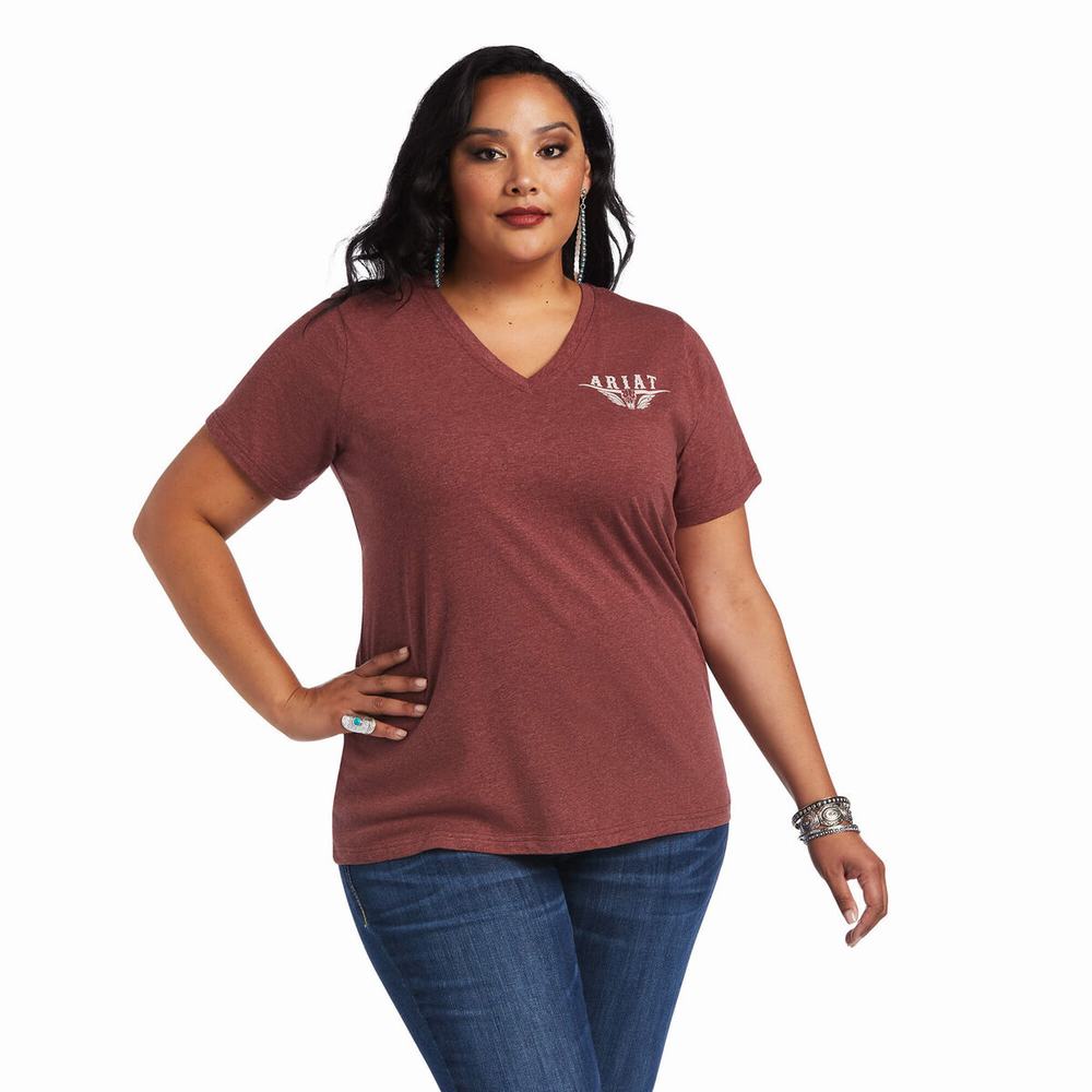 Women's Ariat REAL Relaxed Longhorn Tops Multicolor | UQWE-34569