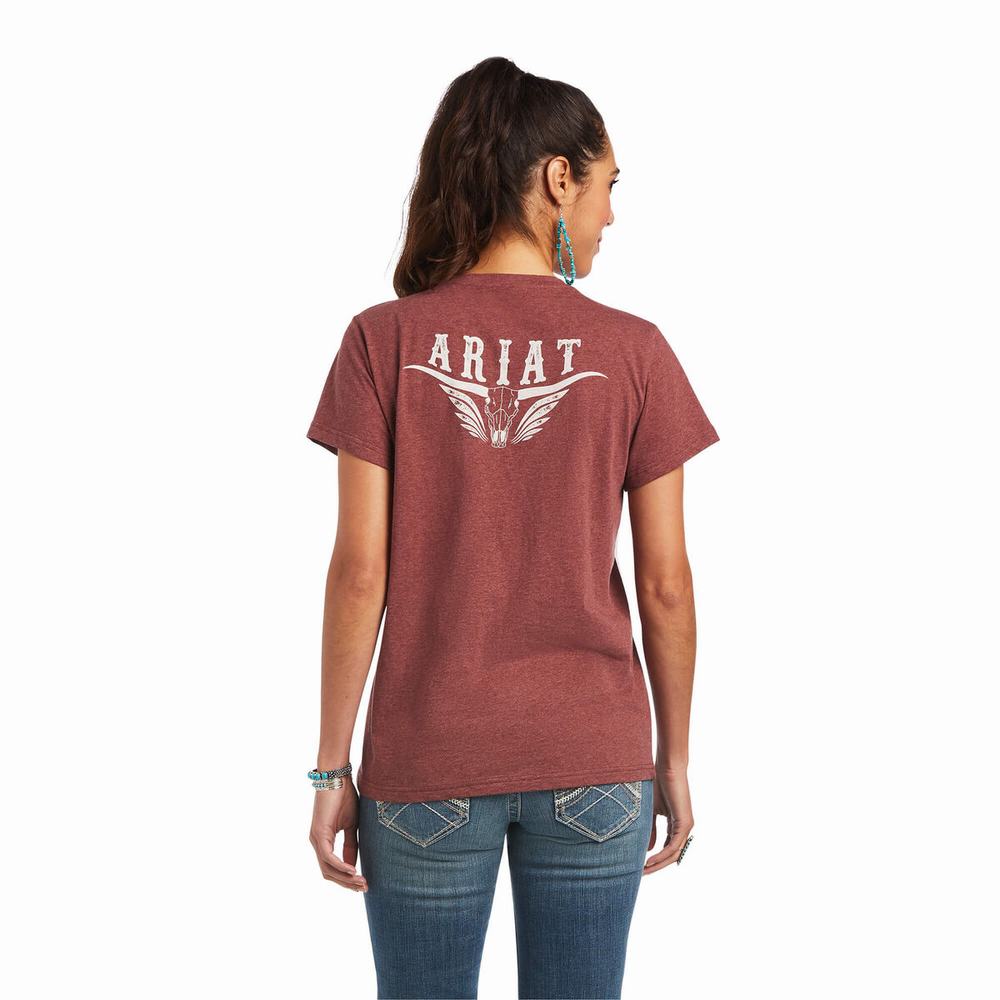 Women's Ariat REAL Relaxed Longhorn Tops Multicolor | UQWE-34569